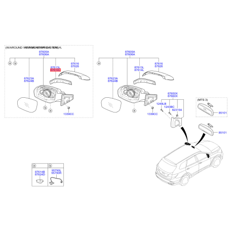 Повторитель поворотов на зеркале правый 87623-B8000 Mobis - 87623B8000 - схема с каталога 87614L, KEURPB816 87623B8000