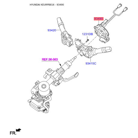 Віта пружина, подушка безпеки 93490-2W310 Mobis - 934902W310 - схема з каталогу 93490, KEURPB816 934902W310