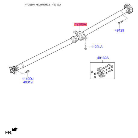 Карданный вал, главная передача 49300-2W000 Mobis - 493002W000 - схема с каталога 49300A, KEURPDM12 493002W000