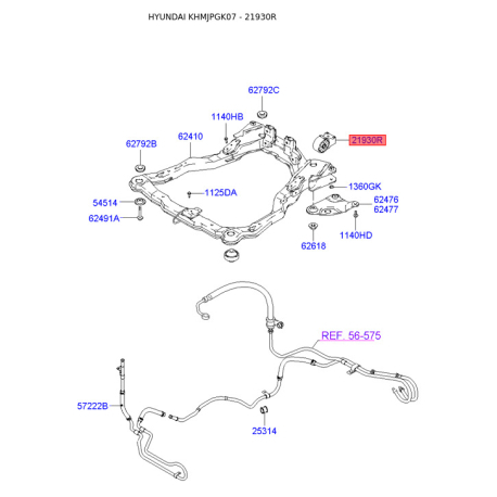 Подушка двигателя задняя 21930-2D101 Mobis - 219302D101 - схема с каталога 21930R, KHMJPGK07 219302D101