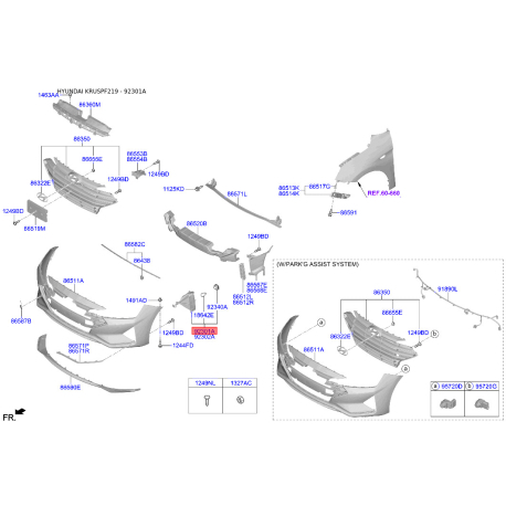 Фонарь указателя поворота левый 92301-F2500 Mobis - 92301F2500 - схема с каталога 92301A, KRUSPF219 92301F2500