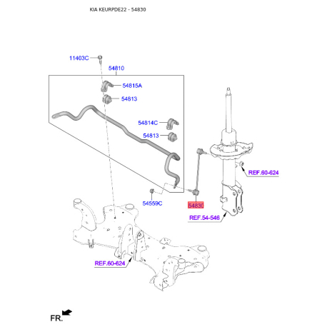 Стійка стабілізатора 54830-F2000 Mobis - 54830F2000 - схема з каталогу 54830, KEURPDE22 54830F2000