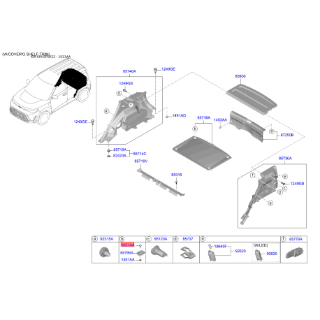 Таблица информационная на кузов 14160-03183 Mobis - 1416003183 - схема с каталога 1031AA, KRUSPSK22 1416003183