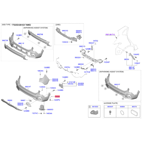 Кріплення підкрилка і бризковика 86848-C8000 Mobis - 86848C8000 - схема з каталогу 86848, KKMAPTH23 86848C8000