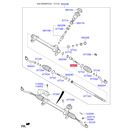 Тяга рульова 57724-C1000 Mobis - 57724C1000 - схема з каталогу 57724, KKMAPF616 57724C1000