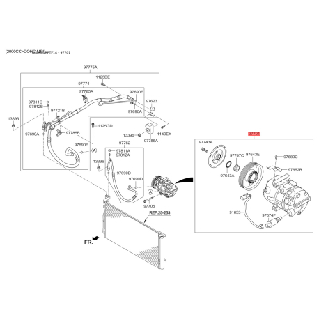 Компресор кондиціонера 97701-4M100 Mobis - 977014M100 - схема з каталогу 97701, KEURPTF14 977014M100
