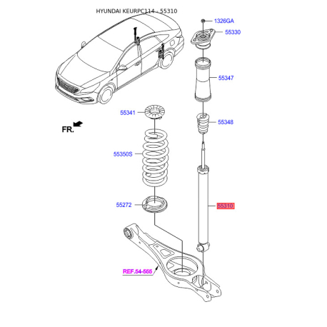 Амортизатор 55311-C1250 Mobis - 55311C1250 - схема с каталога 55310, KEURPC114 55311C1250