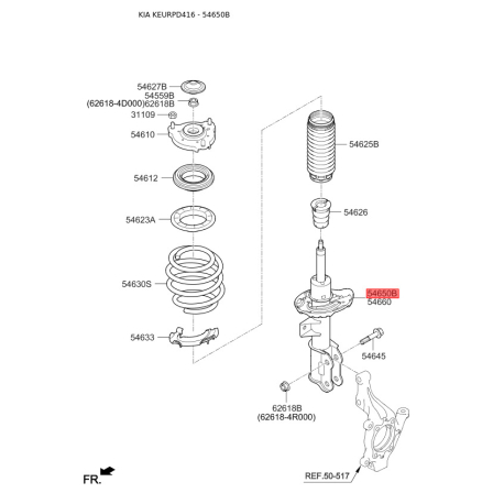 Амортизатор 54650-D4540 Mobis - 54650D4540 - схема с каталога 54650B, KEURPD416 54650D4540