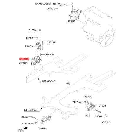Подушка двигуна 21810-C1320 Mobis - 21810C1320 - схема з каталогу 21810A, AKMAPD516 21810C1320