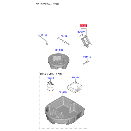 Домкрат 09110-3X100 Mobis - 091103X100 - схема з каталогу 09110, MKMAPM721 091103X100