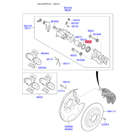 Чехол поршня суппорта 58233-28300 Mobis - 5823328300 - схема с каталога 58233, IEURPTI23 5823328300