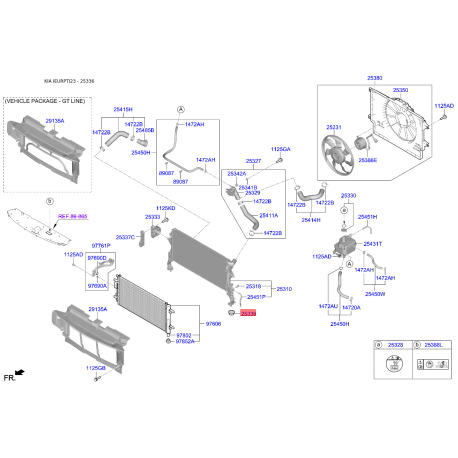 Крепление радиатора нижнее 25336-F2000 Mobis - 25336F2000 - схема с каталога 25336, IEURPTI23 25336F2000