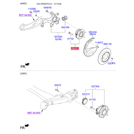 Ступица колеса 51750-F2000 Mobis - 51750F2000 - схема с каталога 51750B, KKMAPTH23 51750F2000