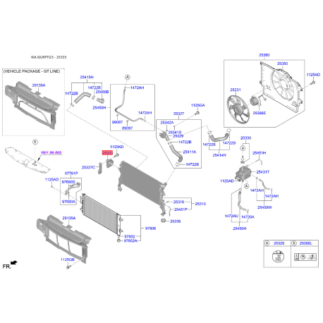 Крепление радиатора верхнее 25333-F2000 Mobis - 25333F2000 - схема с каталога 25333, IEURPTI23 25333F2000