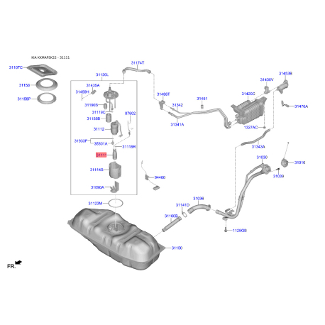 Насос топливный 31111-F2100 Mobis - 31111F2100 - схема с каталога 31111, KKMAPSK22 31111F2100