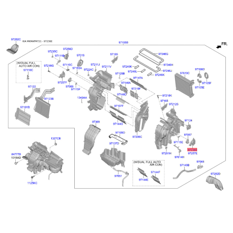 Рычаг заслонки отопителя (печки) 97159-F2000 Mobis - 97159F2000 - схема с каталога 97236E, MKMAPM721 97159F2000