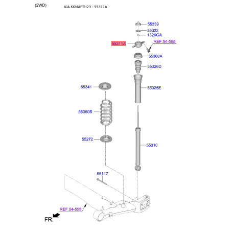 Опора стійки амортизатора 55310-M6000 Mobis - 55310M6000 - схема з каталогу 55311A, KKMAPTH23 55310M6000