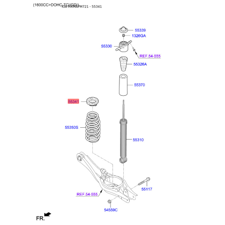 Прокладка задньої пружини верхня 55370-F2000 Mobis - 55370F2000 - схема з каталогу 55341, MKMAPM721 55370F2000