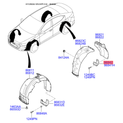 Брызговик задний правый 86842-F2000 Mobis
