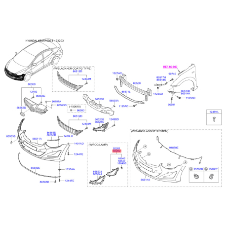Фара противотуманная правая 92202-3X230 Mobis - 922023X230 - схема с каталога 92202, KEURPSD14 922023X230