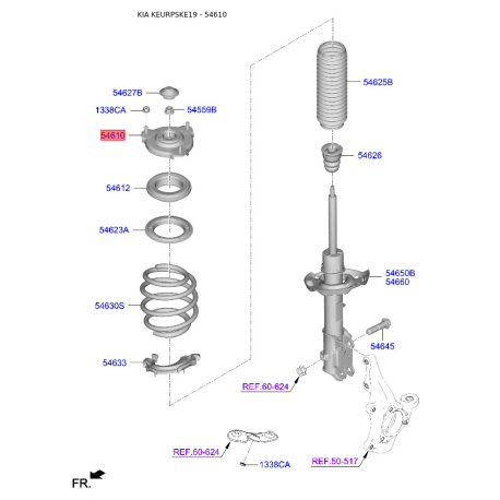 Опора стойки амортизатора 54610-F2000 Mobis - 54610F2000 - схема с каталога 54610, KEURPSKE19 54610F2000