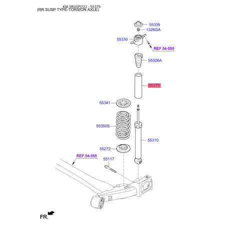 Пилозахисний комплект амортизатора 55370-G3AA0 Mobis - 55370G3AA0 - схема з каталогу 55370, SRUSPJ721 55370G3AA0