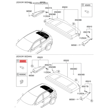 Обивка багажника 85945-2F000ED Mobis - 859452F000ED - схема с каталога 85955, SEURPED10 859452F000ED