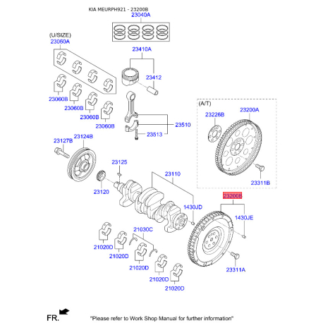 Маховик 23200-03BA1 Mobis - 2320003BA1 - схема з каталогу 23200B, MEURPH921 2320003BA1