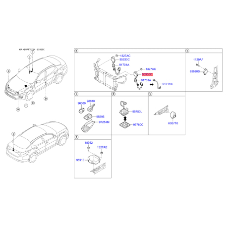 Датчик світла (освітленості) 95920-0A100 Mobis - 959200A100 - схема з каталогу 95930C, KEURPTFE14 959200A100