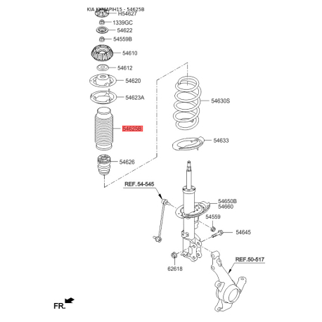 Пылезащитный комплект амортизатора 54625-1W000 Mobis - 546251W000 - схема с каталога 54625B, KKMAPIH15 546251W000