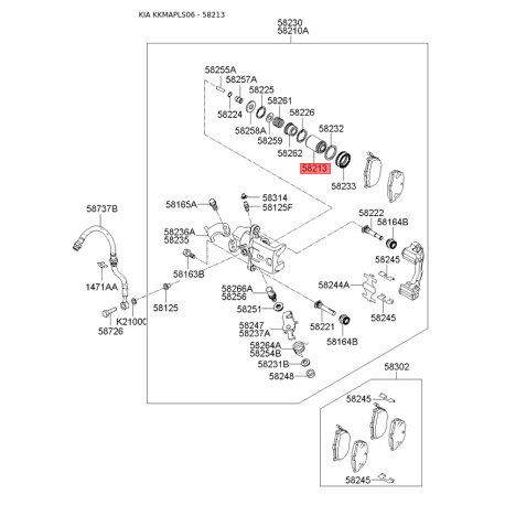 Поршень тормозного суппорта 58213-28300 Mobis - 5821328300 - схема с каталога 58213, KKMAPLS06 5821328300