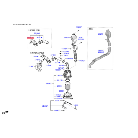 Хомут топливной системы 14711-53006B Mobis - 1471153006B - схема с каталога 1471DQ, KEURPPU04 1471153006B
