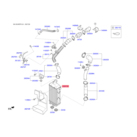 Інтеркулер 28271-2U200 Mobis - 282712U200 - схема з каталогу 28271B, SEURPF119 282712U200