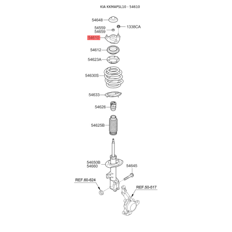 Опора стойки амортизатора 54610-2S000 Mobis - 546102S000 - схема с каталога 54610, KKMAPSL10 546102S000