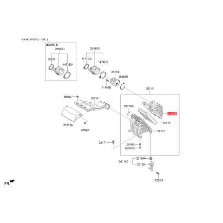 Фільтр повітряний 28111-2W300 Mobis - 281112W300 - схема з каталогу 28111, KEURPXM12 281112W300