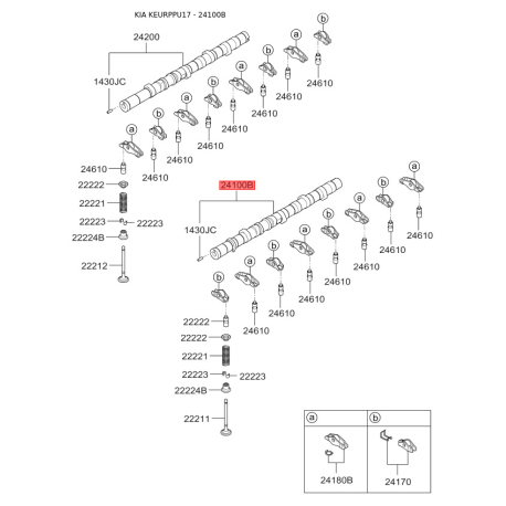 Распредвал 24100-4A200 Mobis - 241004A200 - схема с каталога 24100B, KEURPPU17 241004A200