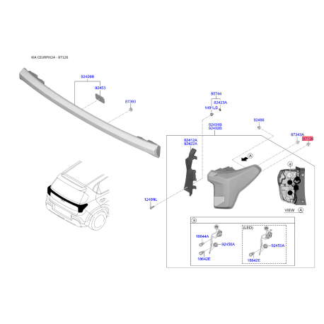 Крепление фонарь задний 87126-2E000 Mobis - 871262E000 - схема с каталога 87126, CEURPIX24 871262E000