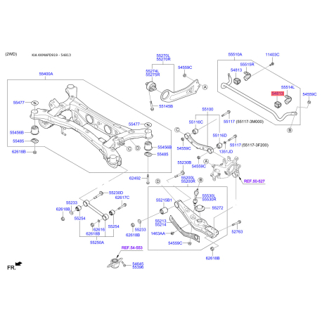 Втулка стабилизатора 54813-D3000 Mobis - 54813D3000 - схема с каталога 54813, KKMAPD919 54813D3000