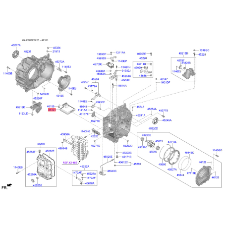 Фільтр масляний АКПП 46321-4G100 Mobis - 463214G100 - схема з каталогу 46321, KEURPEX23 463214G100