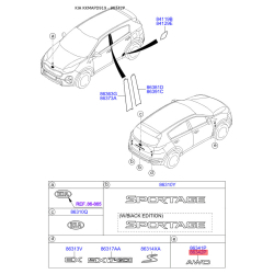 Эмблема задней и боковой двери, капота правая 86342-D9000 Mobis