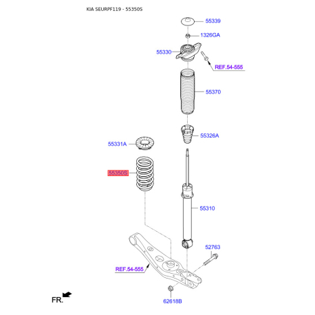 Пружина ходовой части 55350-F1GB0 Mobis - 55350F1GB0 - схема с каталога 55350S, SEURPF119 55350F1GB0