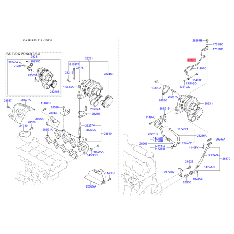 Маслозаборник мотора 28240-2F700 Mobis - 282402F700 - схема с каталога 26831, SEURPSLZ14 282402F700