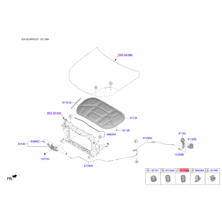 Упор (відбійник) кришки багажника 17379-20834 Mobis - 1737920834 - схема з каталогу 81738A, KEURPEX23 1737920834