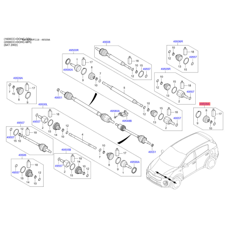 Чехол полуоси (пыльник) приводного вала 49541-D9170 Mobis - 49541D9170 - схема с каталога 49509A, SEURPF119 49541D9170