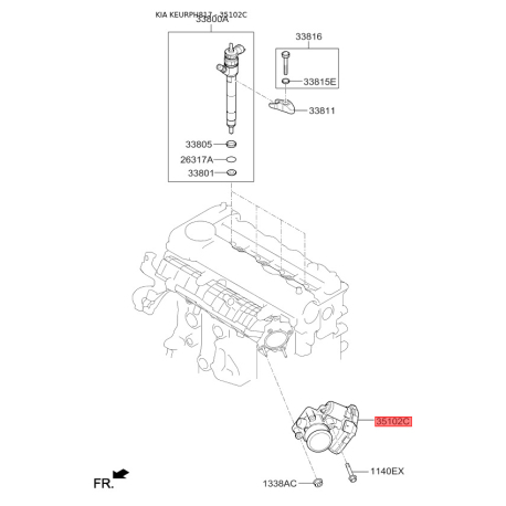 Дроссельная заслонка 35100-2A600 Mobis - 351002A600 - схема с каталога 35102C, KEURPH817 351002A600