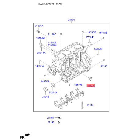 Заглушка двигуна 15734-40000 Mobis - 1573440000 - схема з каталогу 1573JJ, KEURPPU20 1573440000