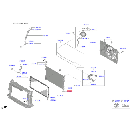 Крепление радиатора нижнее 25336-C5500 Mobis - 25336C5500 - схема с каталога 25336, KKMAPHS20 25336C5500