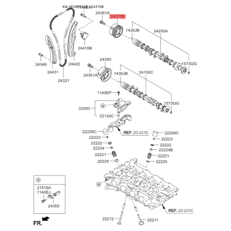 Шестерня, распределительный вал 24370-2E000 Mobis - 243702E000 - схема с каталога 24370B, SEURPF116 243702E000