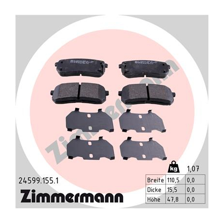 Колодки тормозные дисковые комплект Zimmermann - 24599.155.1 - изображение №1 24599.155.1