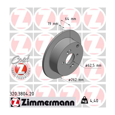 Диск гальмівний Zimmermann - 320.3804.20 - зображення №1 320.3804.20